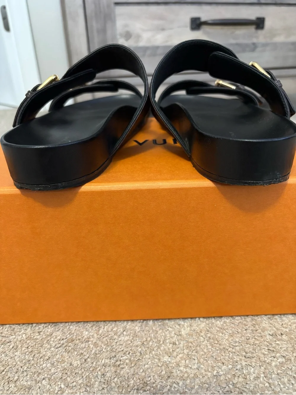 Louis Vuitton Brown Monogram Double-Buckle Slide Sandals - Picture 6 of 12